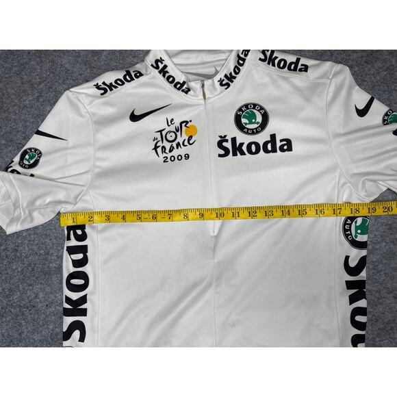 Nike Skoda Le Tour De France 2009 White Cycling Jersey Made in Italy Men's Sz L - Picture 4 of 7